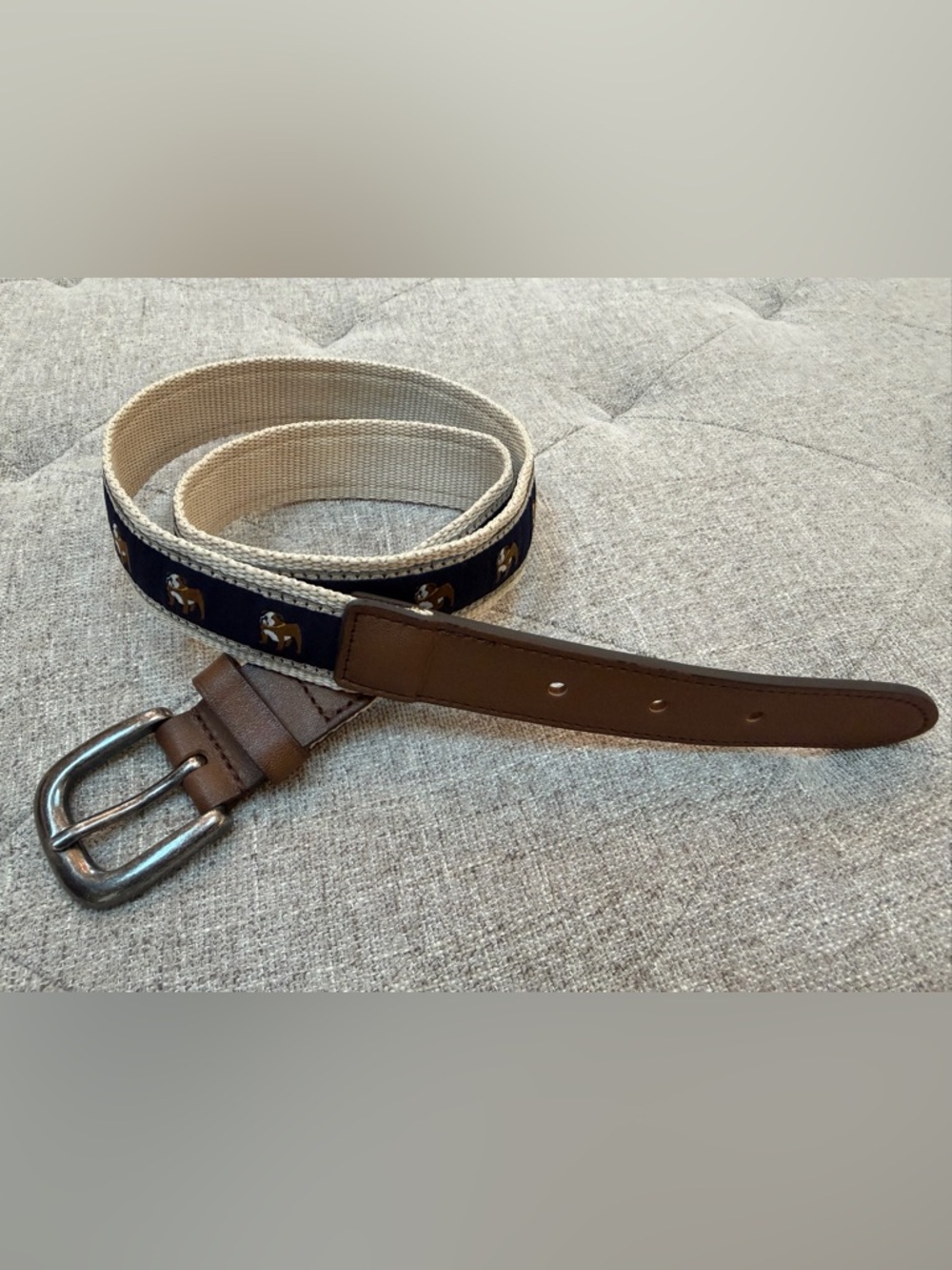 LIKE NEW JANIE AND JACK BLUE BULLDOG BELT RIBBON BELT 10–12